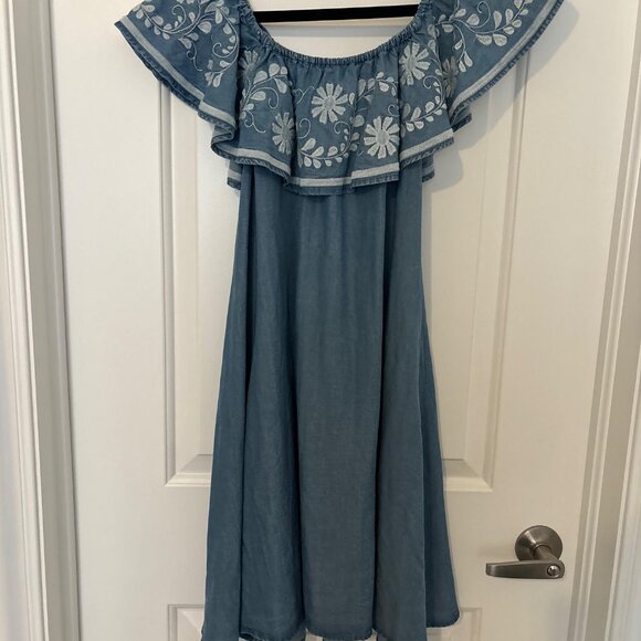 Rebecca Minkoff Off-Shoulder Denim Chambray Dress - Picture 5 of 5